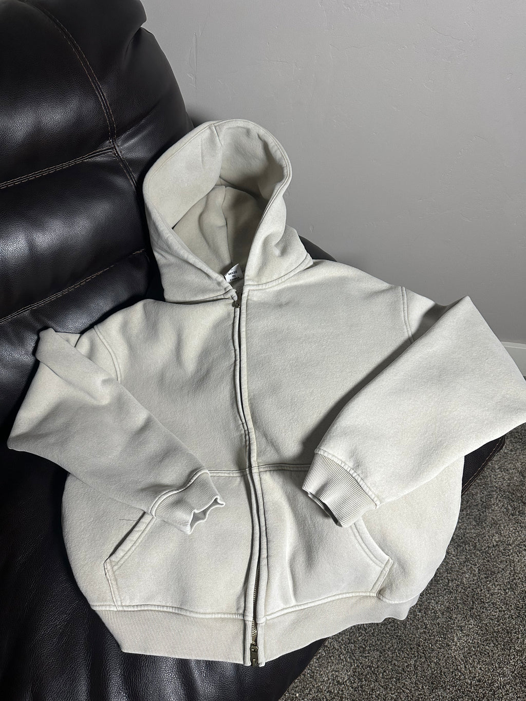 Kored Zip-Through Boxy Fleece Hoodie - Mild Apricot